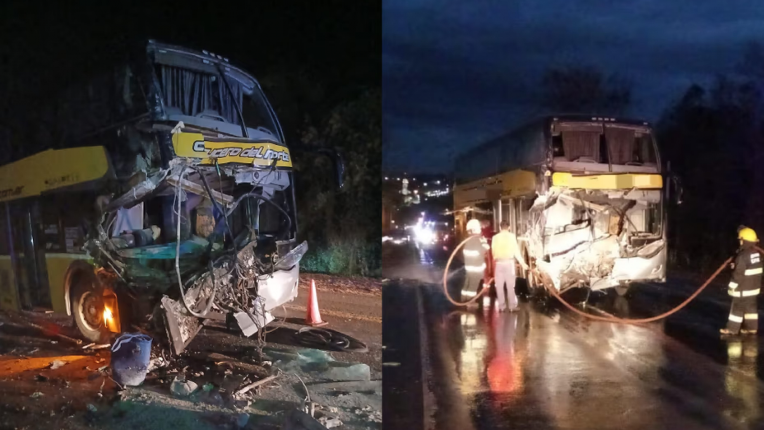 Un micro con 60 pasajeros chocó contra un camión en la Ruta Nacional 12