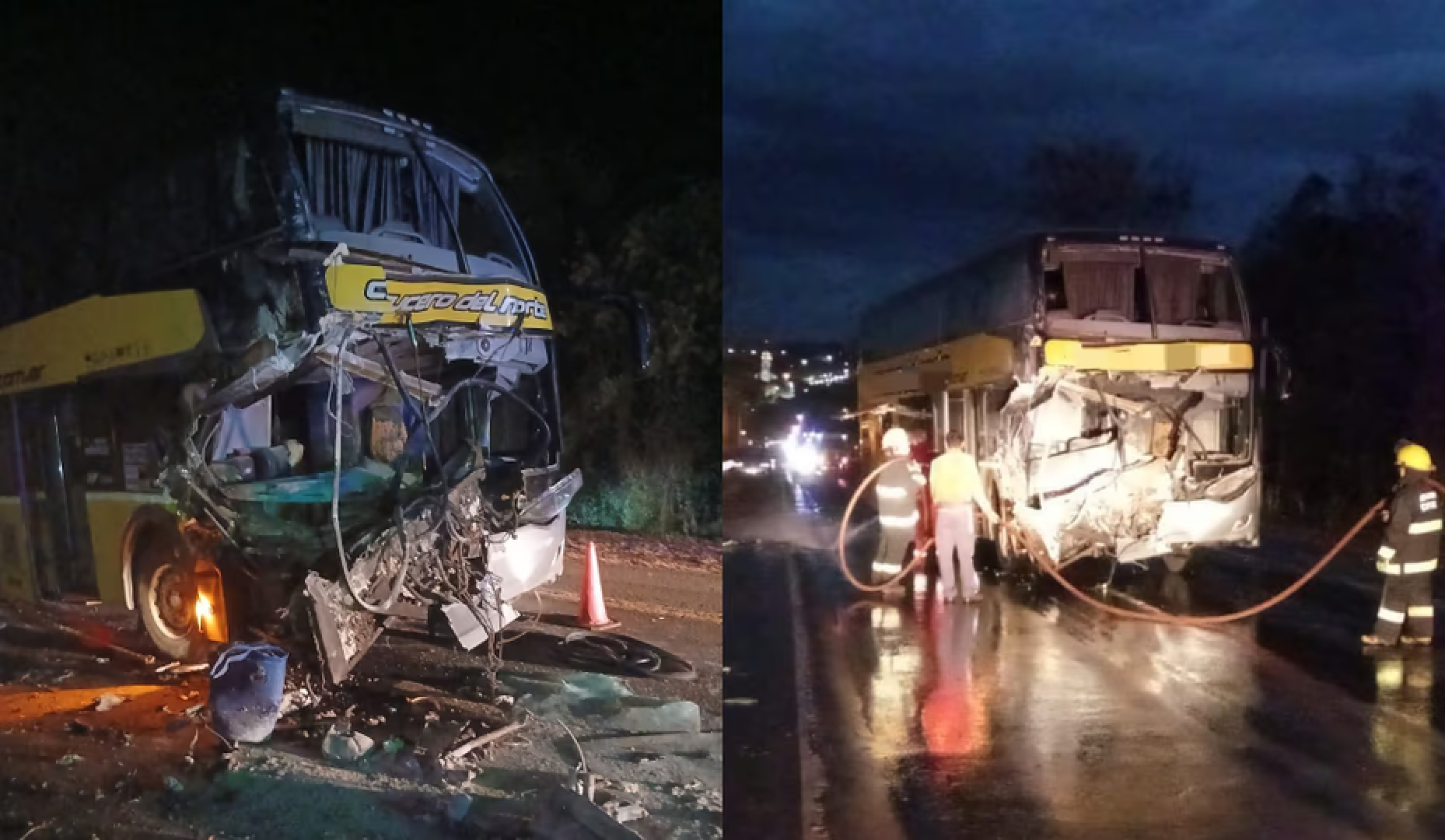 Un micro con 60 pasajeros chocó contra un camión en la Ruta Nacional 12