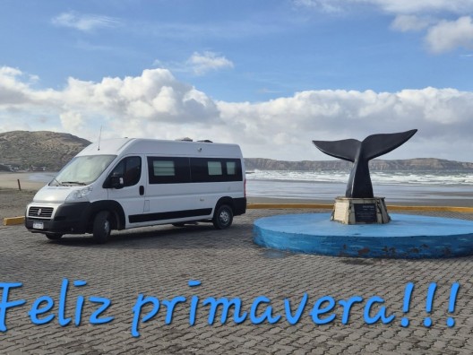 Eligieron Puerto Madryn para su primera aventura rodantera y saludaron a la primavera frente al mar