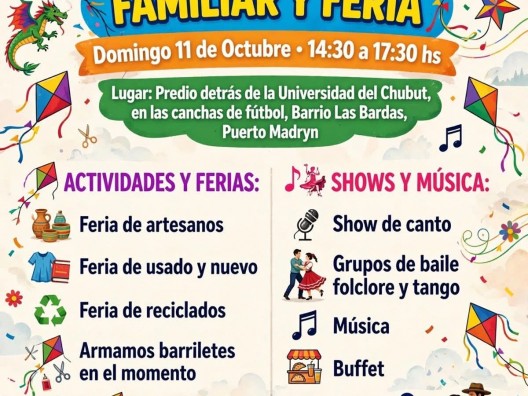 Barriletes, música en vivo y feria: este domingo habrá una gran fiesta familiar y gratuita en Puerto Madryn